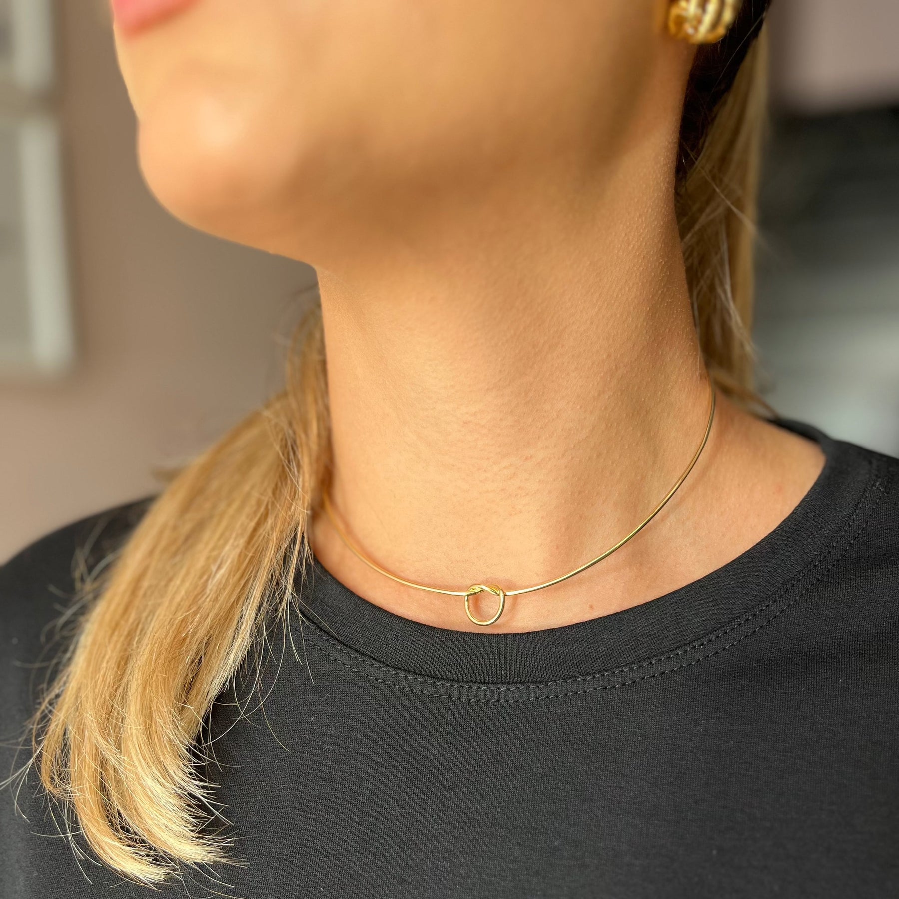 Choker semijoia aro nó Dourado